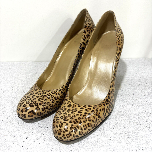 Stuart Weitzman High Heel Pumps Tan Brown Animal Print US 9M Classic Career Shoe - Picture 1 of 11